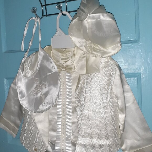 TODDLER'S SATIN IVORY CHRISTENING OUTFIT - 4T - Picture 2 of 16